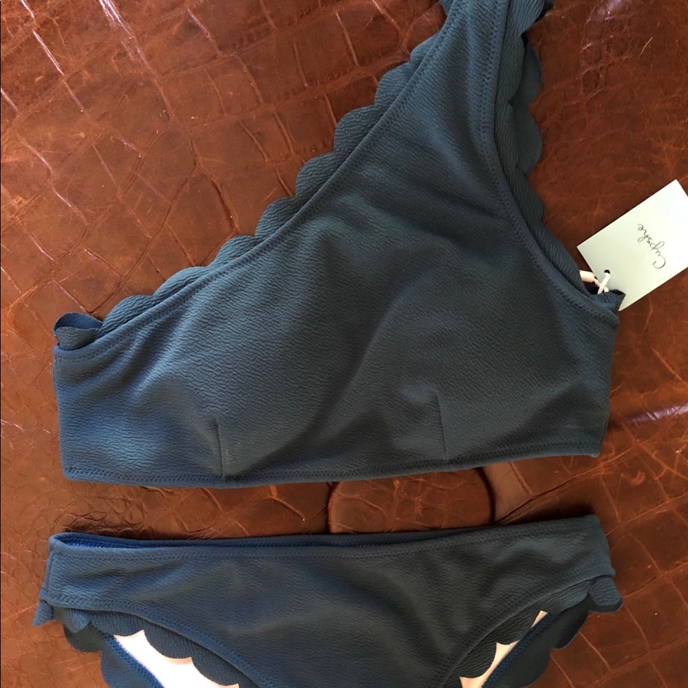Cupshe one shoulder swim suit. “Rain of petals”